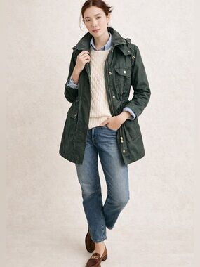 J.Crew Downtown Waxed Coated Field Utility Long Parka Jacket Size: Small